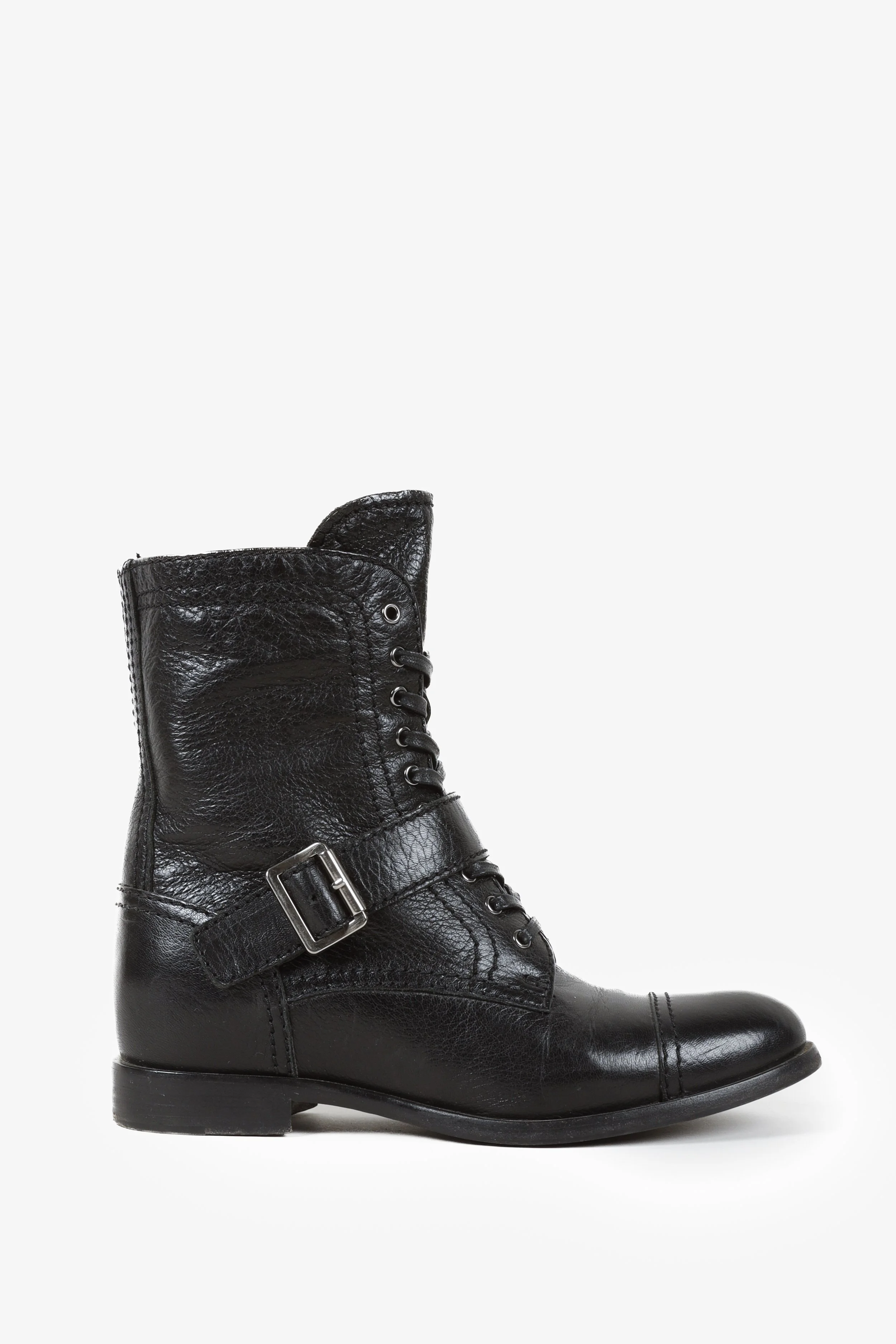 Prada buckle combat hot sale boots